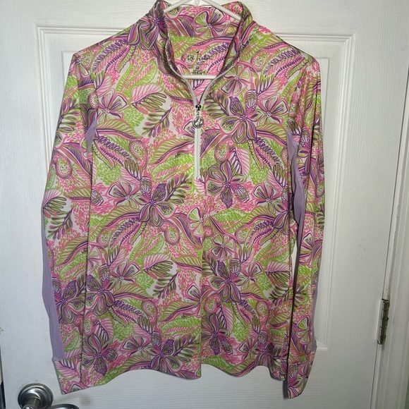 Stella Parker Tops - Stella Parker Women's Floral Print Golf 1/4 Zip Pullover Medium mesh sleeves